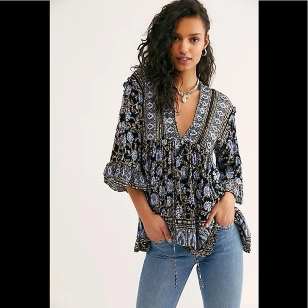 Free People Moonlight Dance 3/4 Sleeve Tunic Top sz S